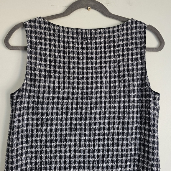 MAXMARA WEEKEND Gingham Tweed Plaid Checked Fringe Hem Shift Dress Sleeveless 6 - Picture 6 of 12